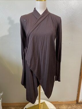 Cabincore Merino Wool Wrap Tie Cardigan Pockets Brown Icebreaker XS Outdoor Cozy